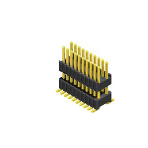 Stiftleiste 1.27mm Square Pin 0.46mm² 2-reihig h=1.7, 2.5mm kaskadierbar SMT-Type